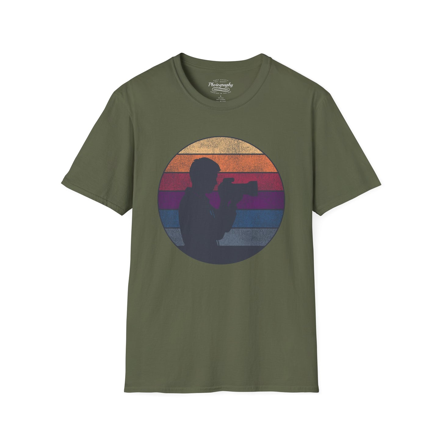 0035. Retro Sunset Silhouette Of A Photographer Unisex T-Shirt