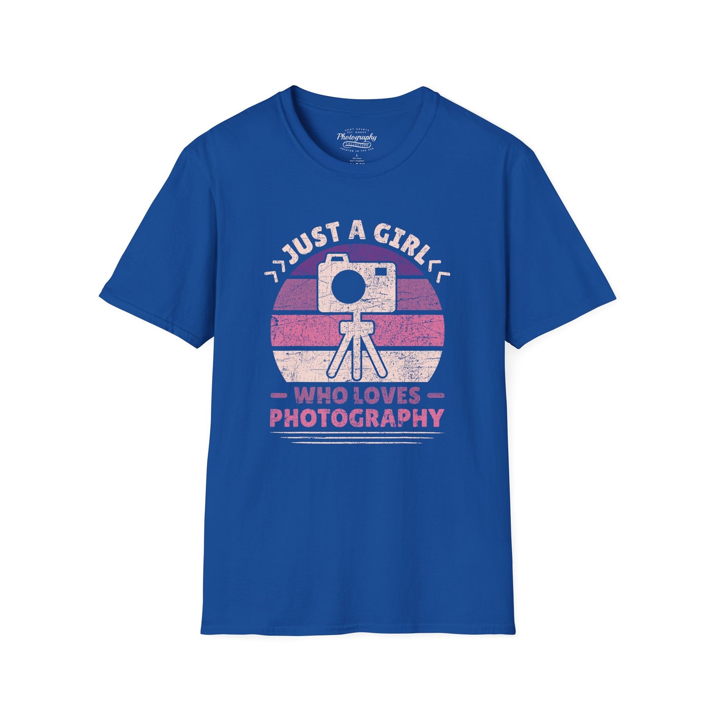 0097. Just A Girl Who Loves Photography Retro Sunset Unisex T-Shirt