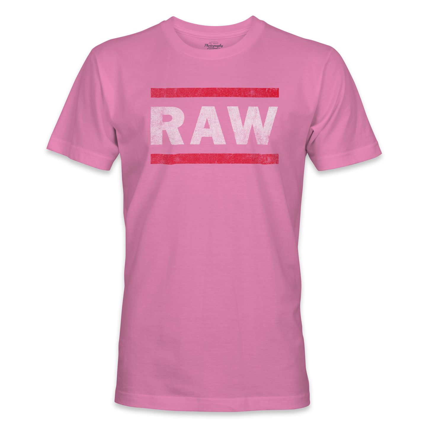 Azalea t-shirt with 'RAW' printed on a white background