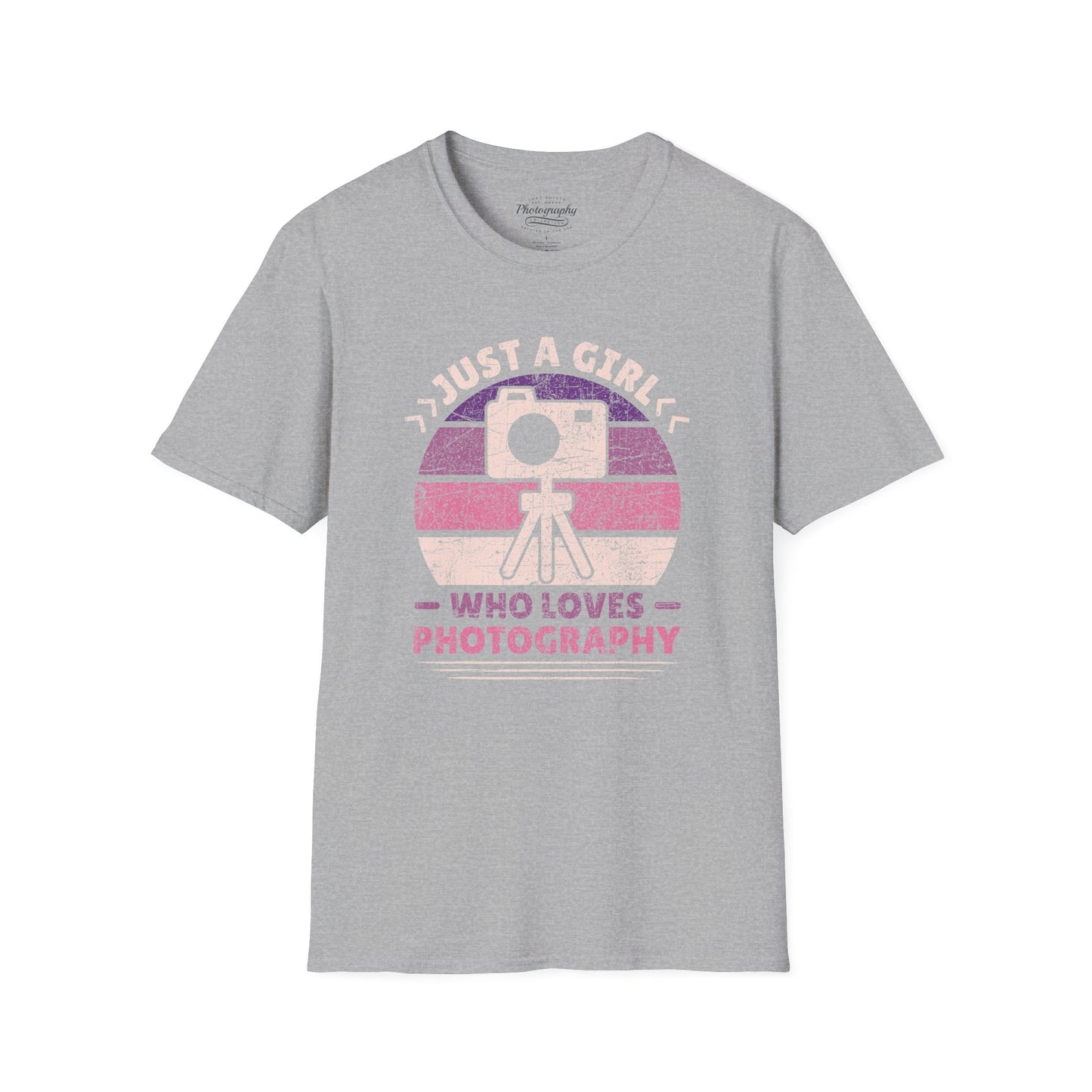 0097. Just A Girl Who Loves Photography Retro Sunset Unisex T-Shirt