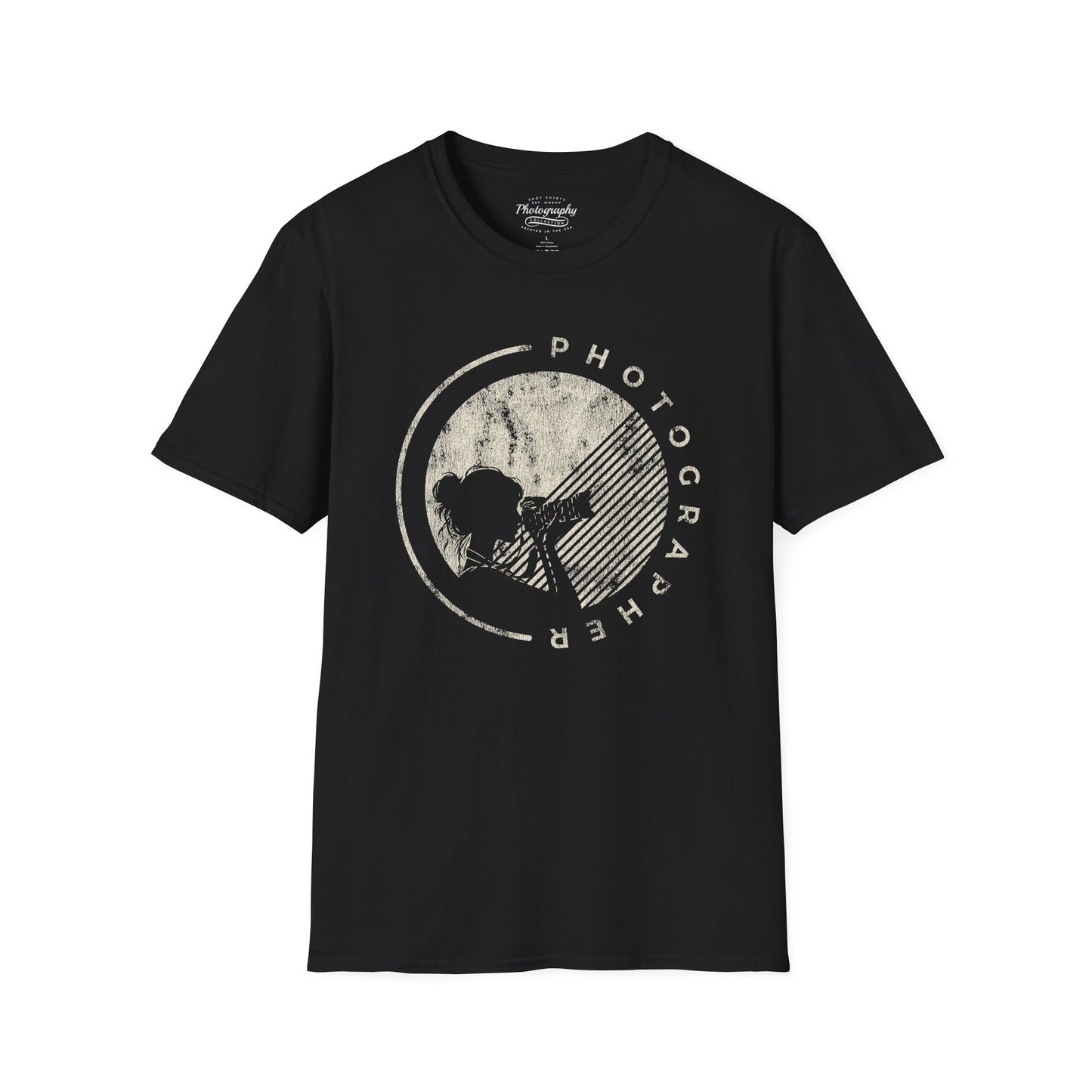 0065. Grunge Girl Photographer Silhouette Unisex T-Shirt