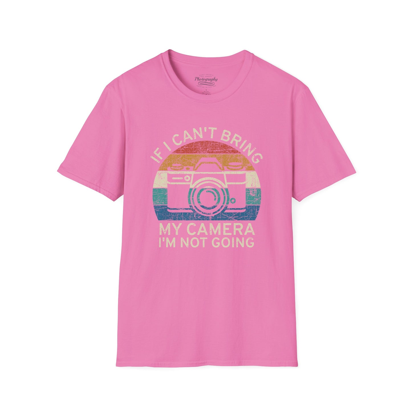 0099. If I Can't Bring My Camera I'm Not Going Retro Sunset Photo Camera Unisex T-Shirt