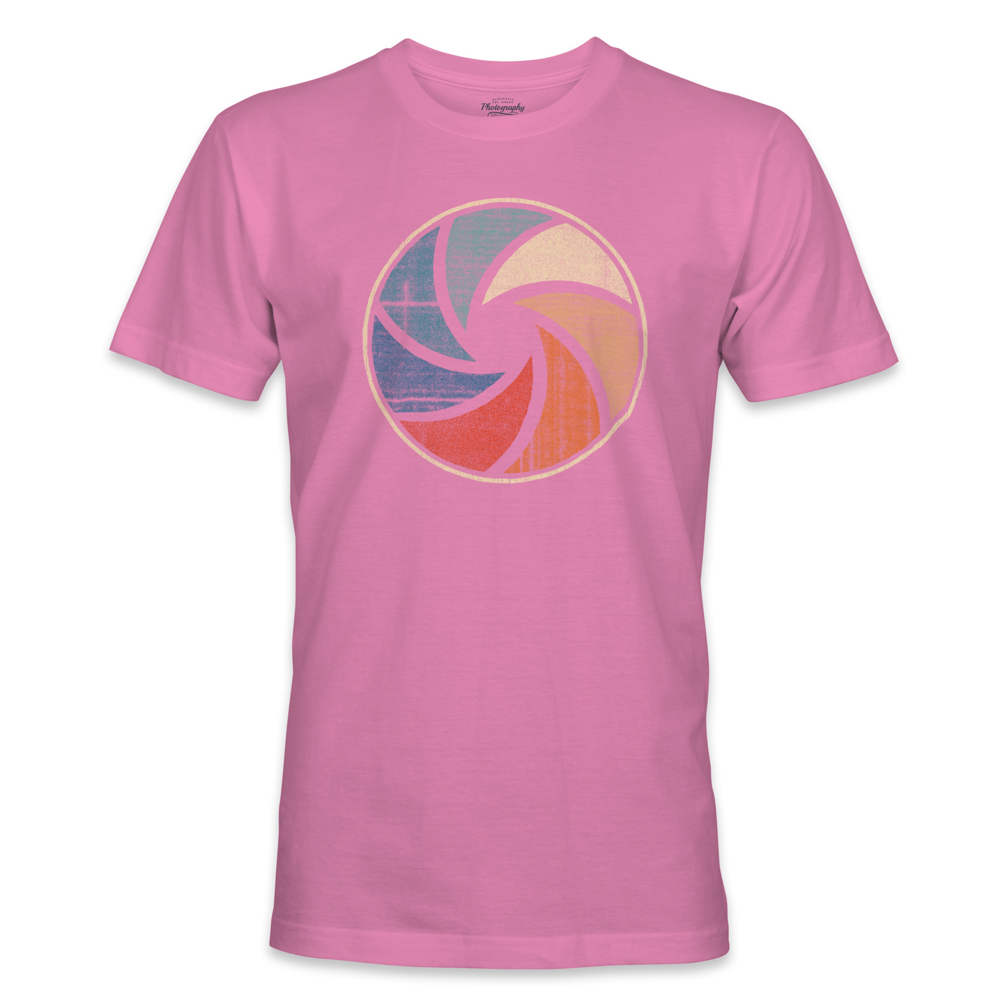Azalea t-shirt with a colorful circular design on a white background