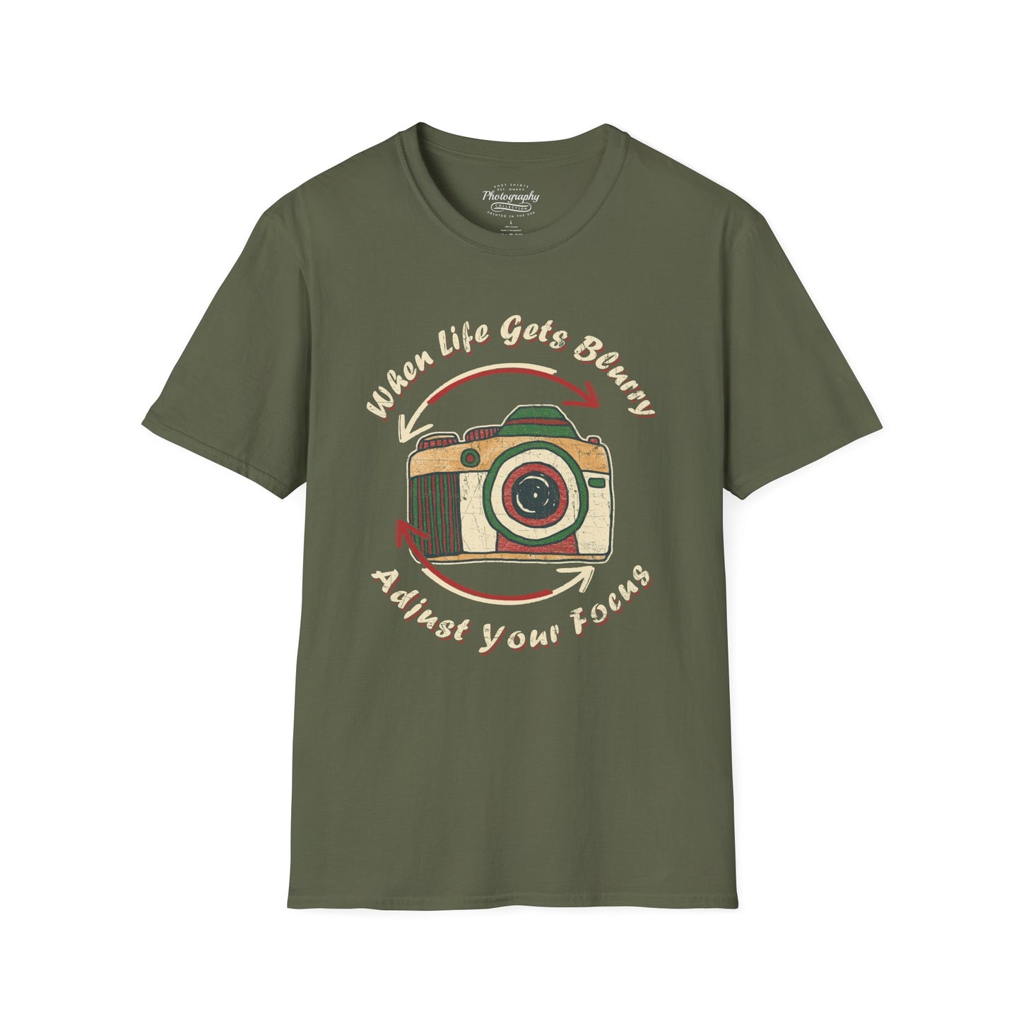 0062. When Life Gets Blurry Adjust Your Focus Retro Photo Camera Unisex T-Shirt