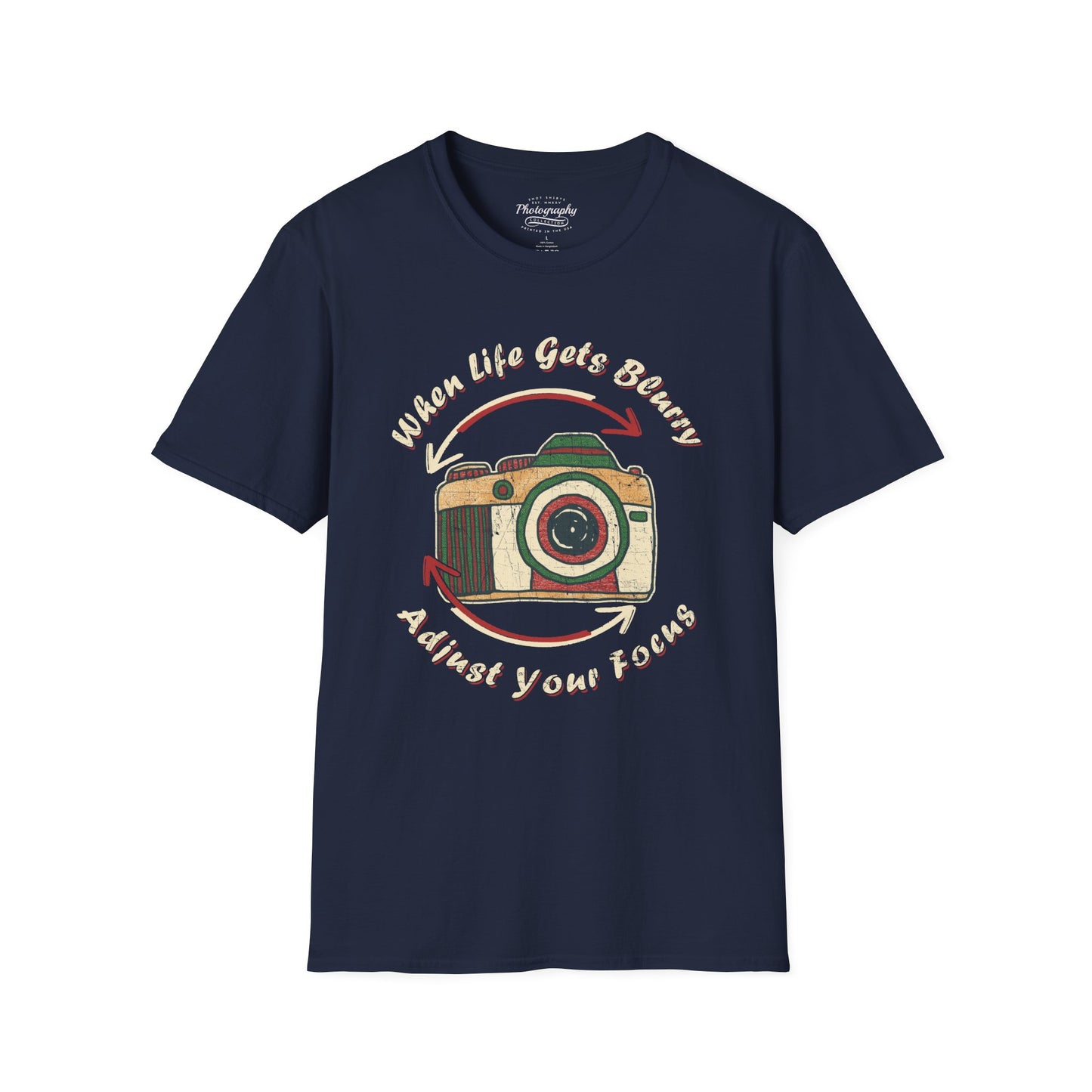 0062. When Life Gets Blurry Adjust Your Focus Retro Photo Camera Unisex T-Shirt