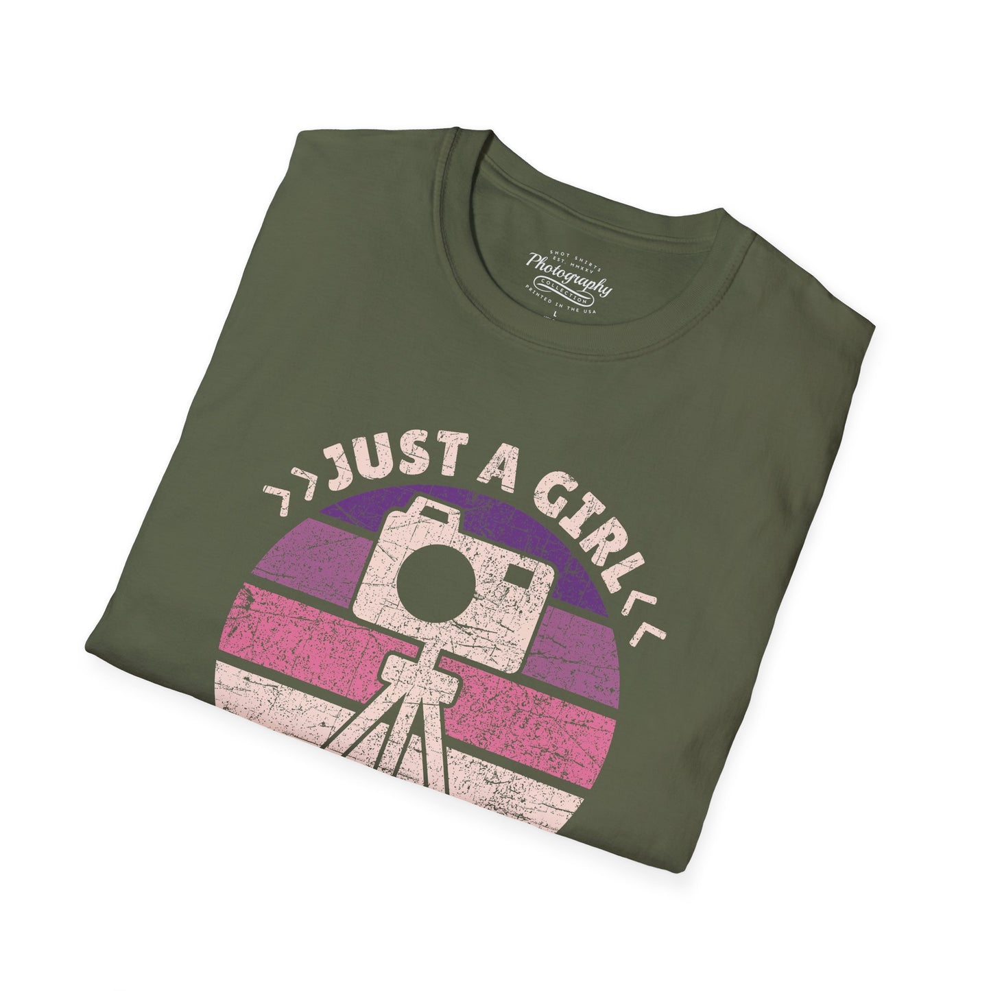0097. Just A Girl Who Loves Photography Retro Sunset Unisex T-Shirt