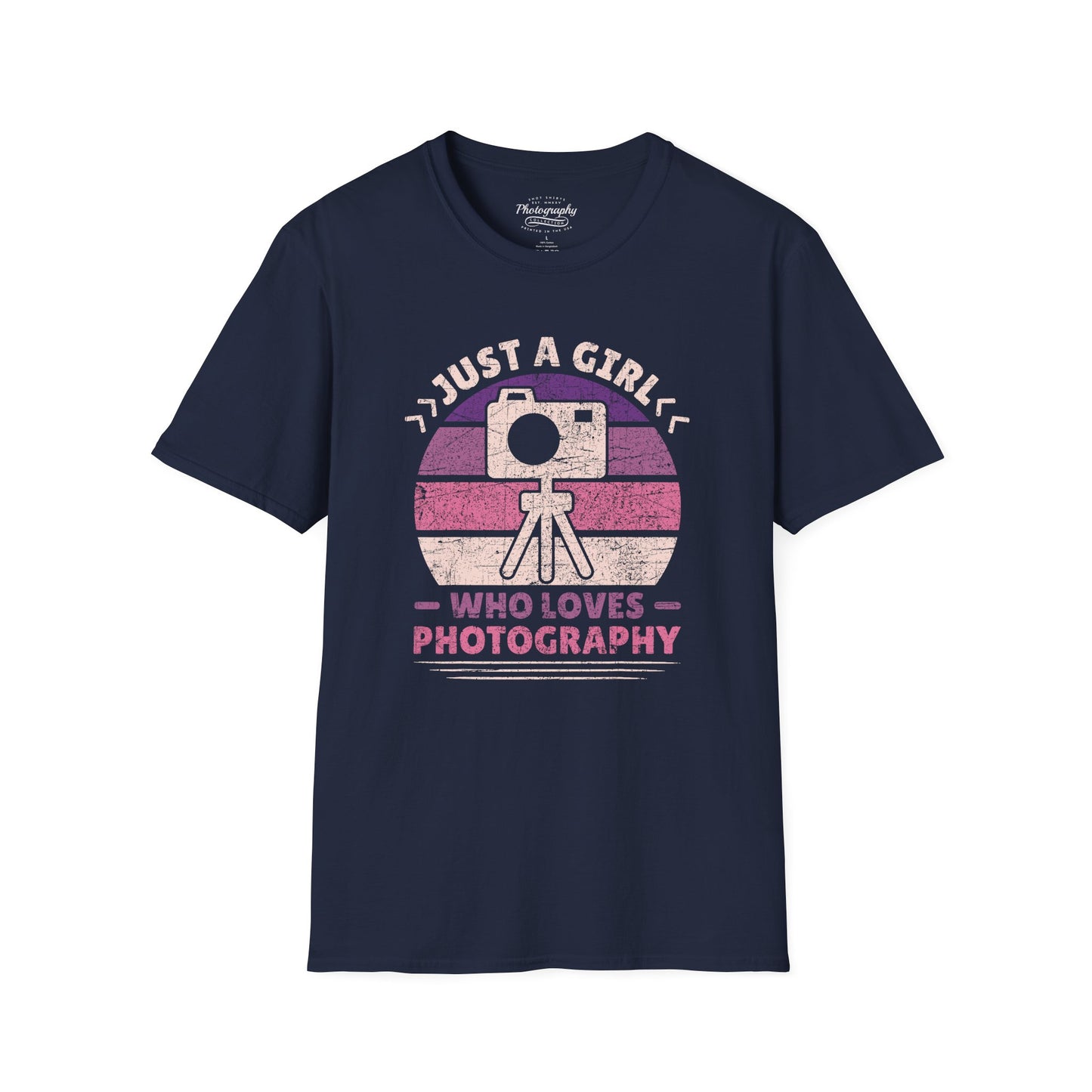 0097. Just A Girl Who Loves Photography Retro Sunset Unisex T-Shirt