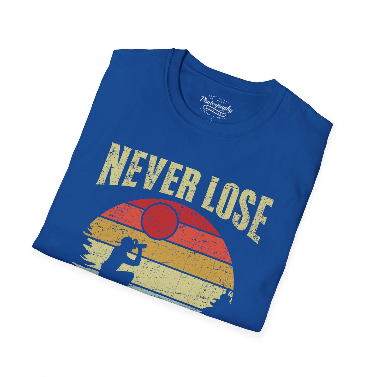 0092. Never Lose Focus Retro Sunset Photographer Silhouette Unisex T-Shirt