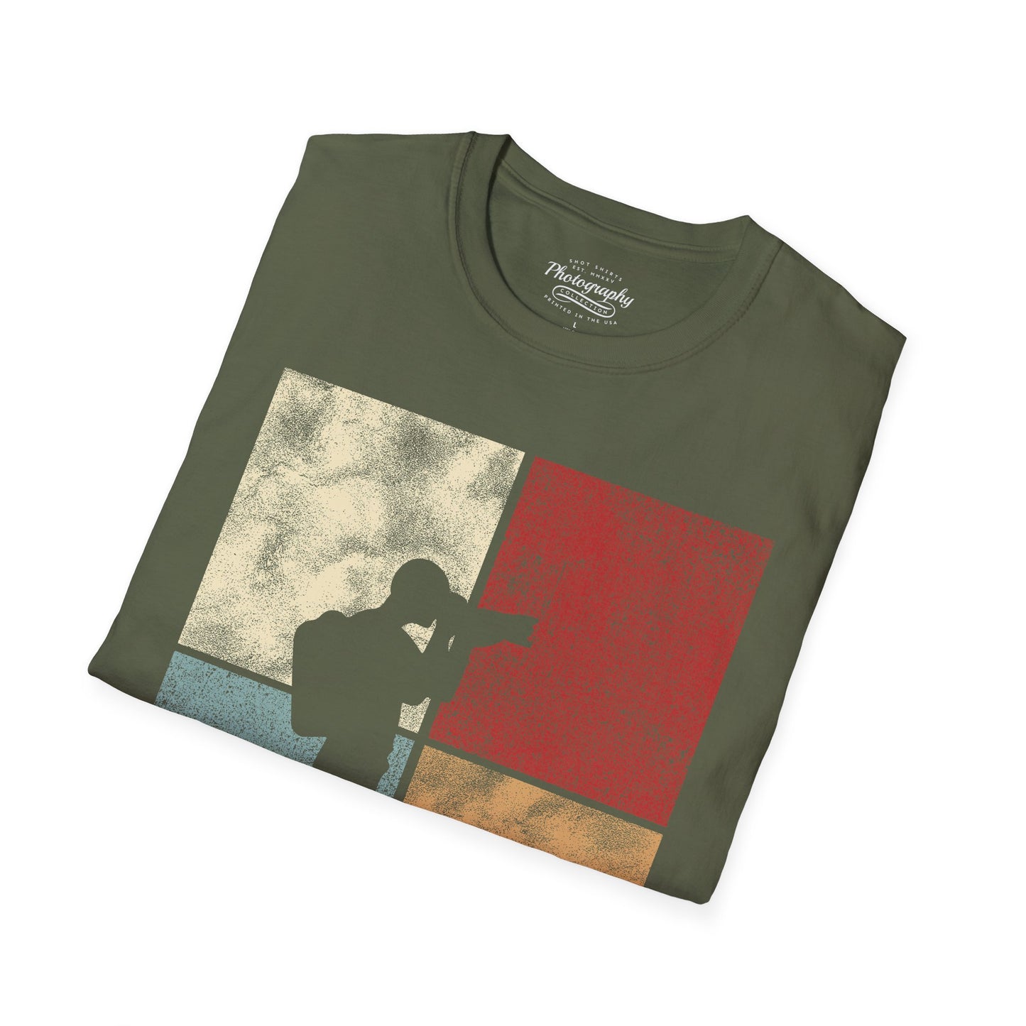 0025. Colored Silhouette Of A Photographer Unisex T-Shirt