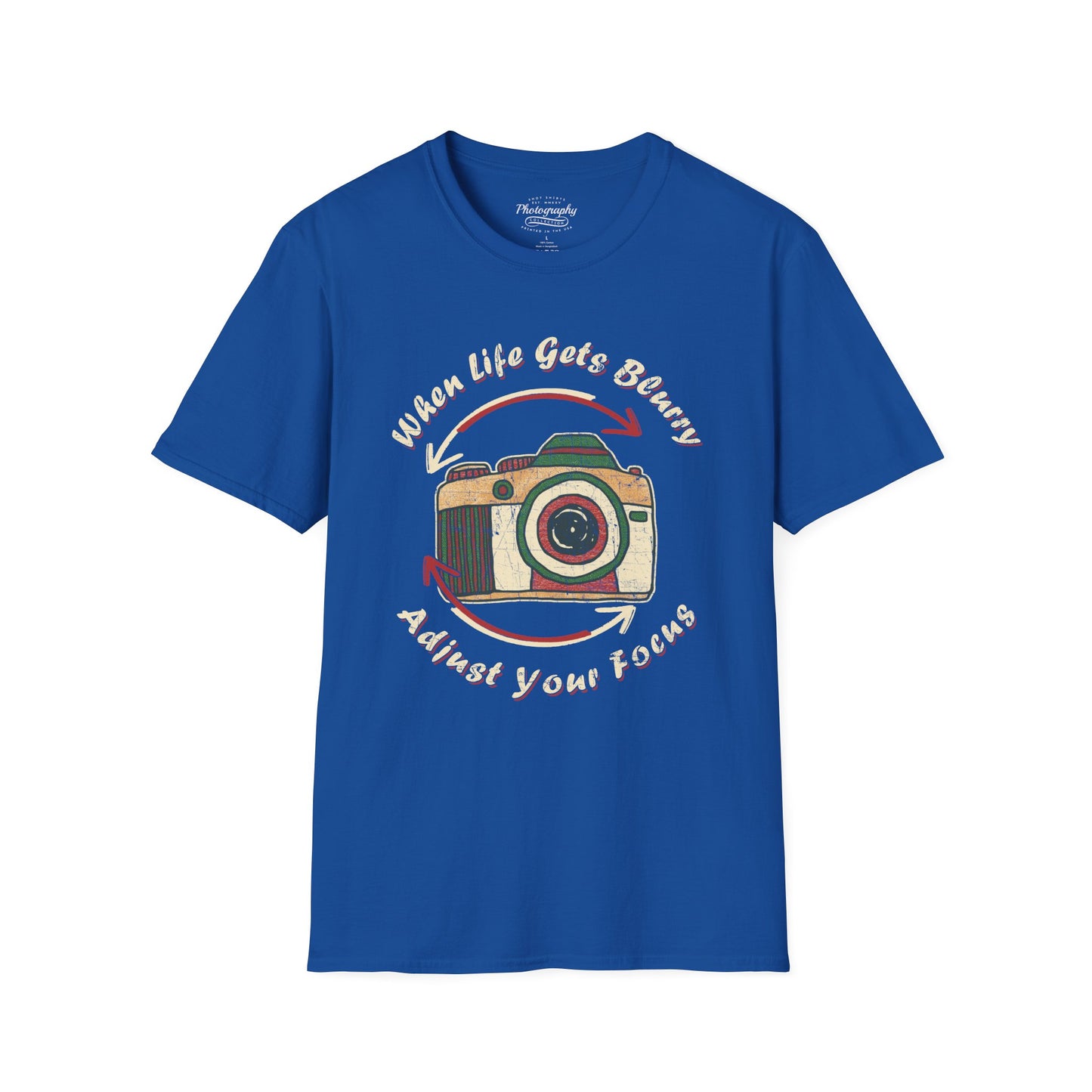 0062. When Life Gets Blurry Adjust Your Focus Retro Photo Camera Unisex T-Shirt