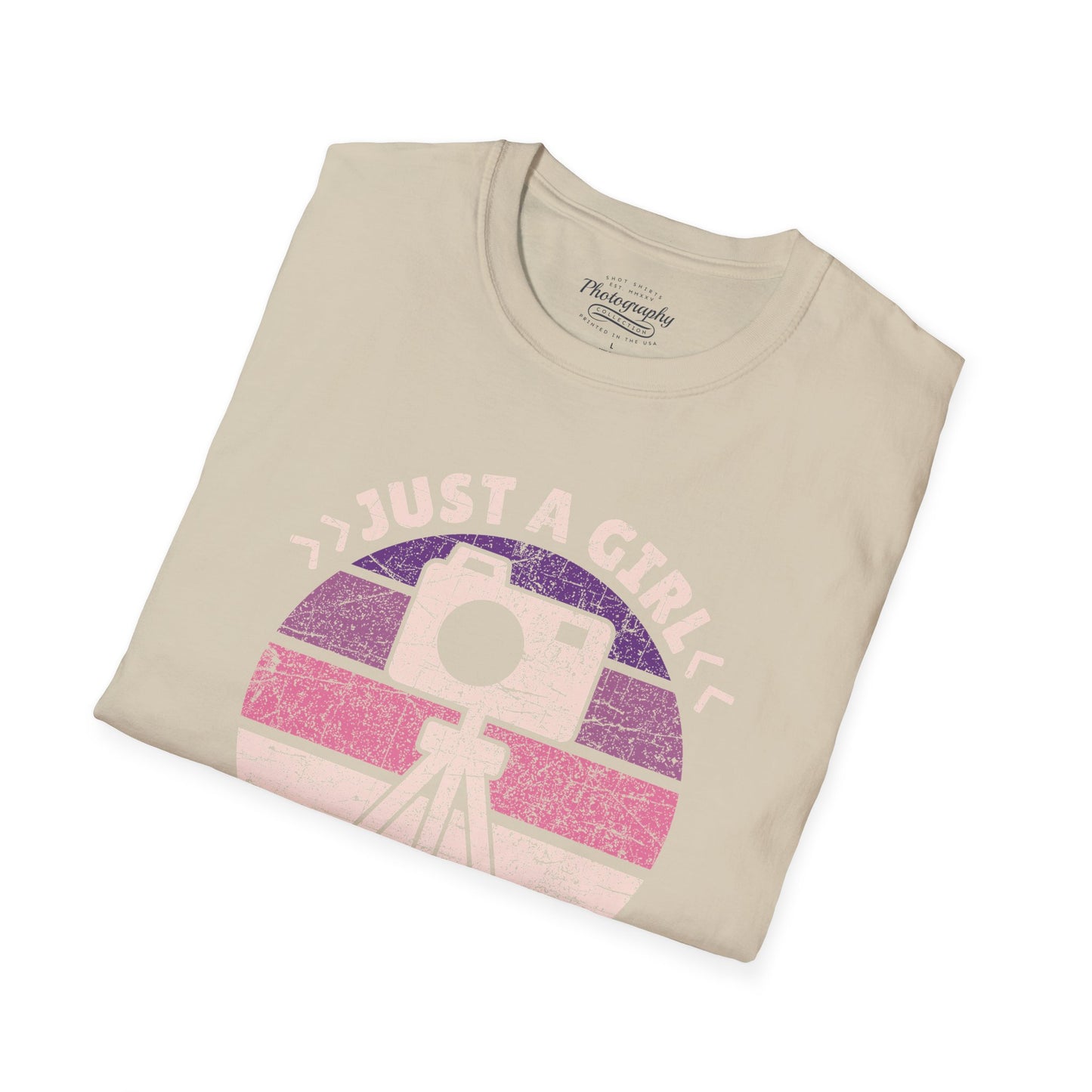 0097. Just A Girl Who Loves Photography Retro Sunset Unisex T-Shirt