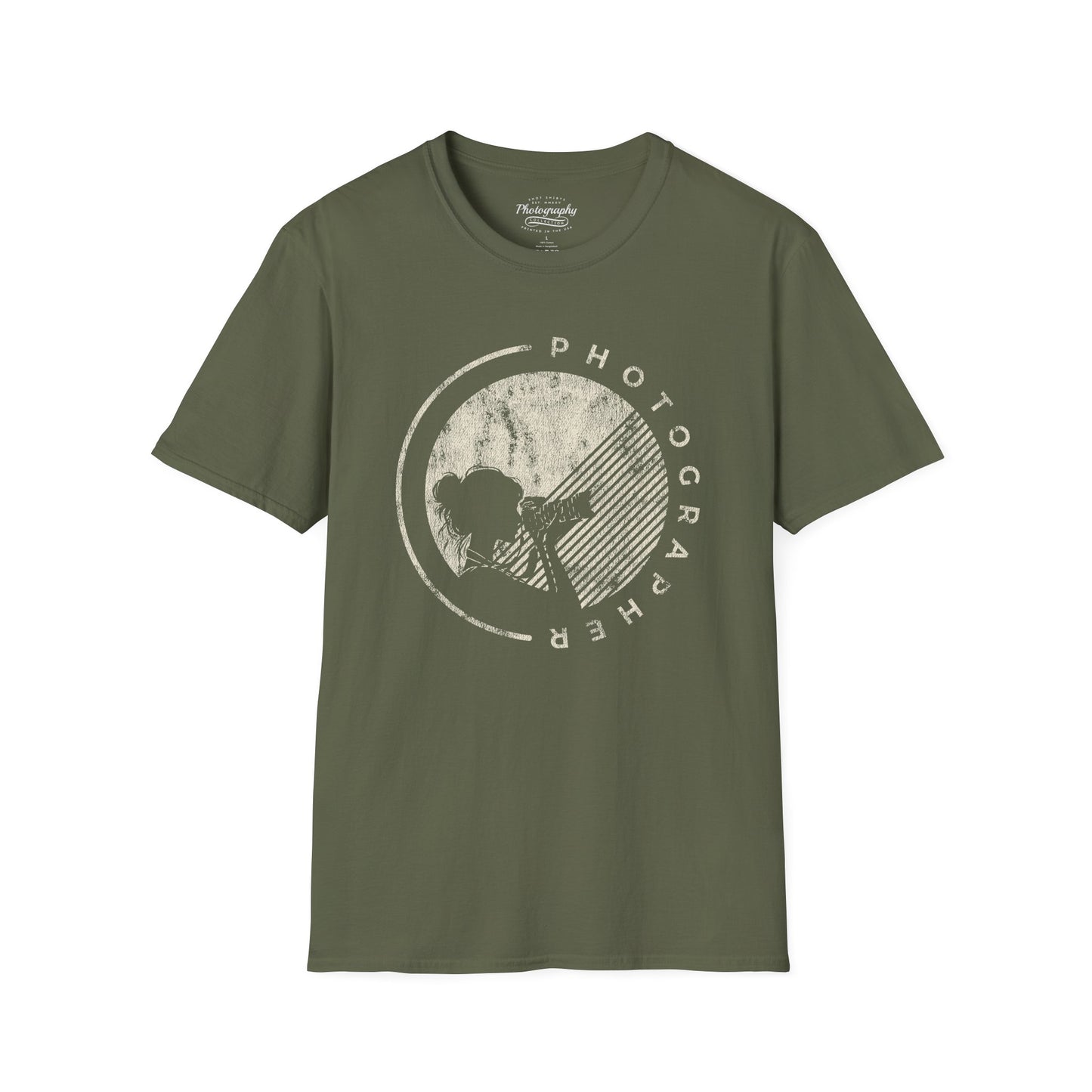 0065. Grunge Girl Photographer Silhouette Unisex T-Shirt