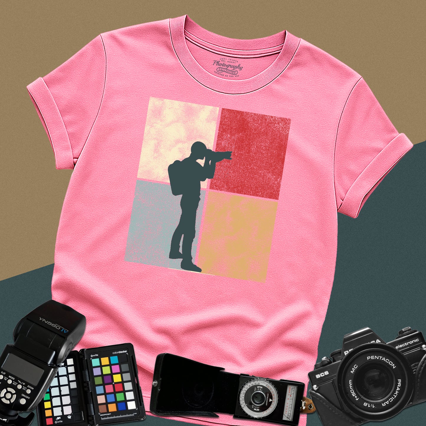 0025. Colored Silhouette Of A Photographer Unisex T-Shirt