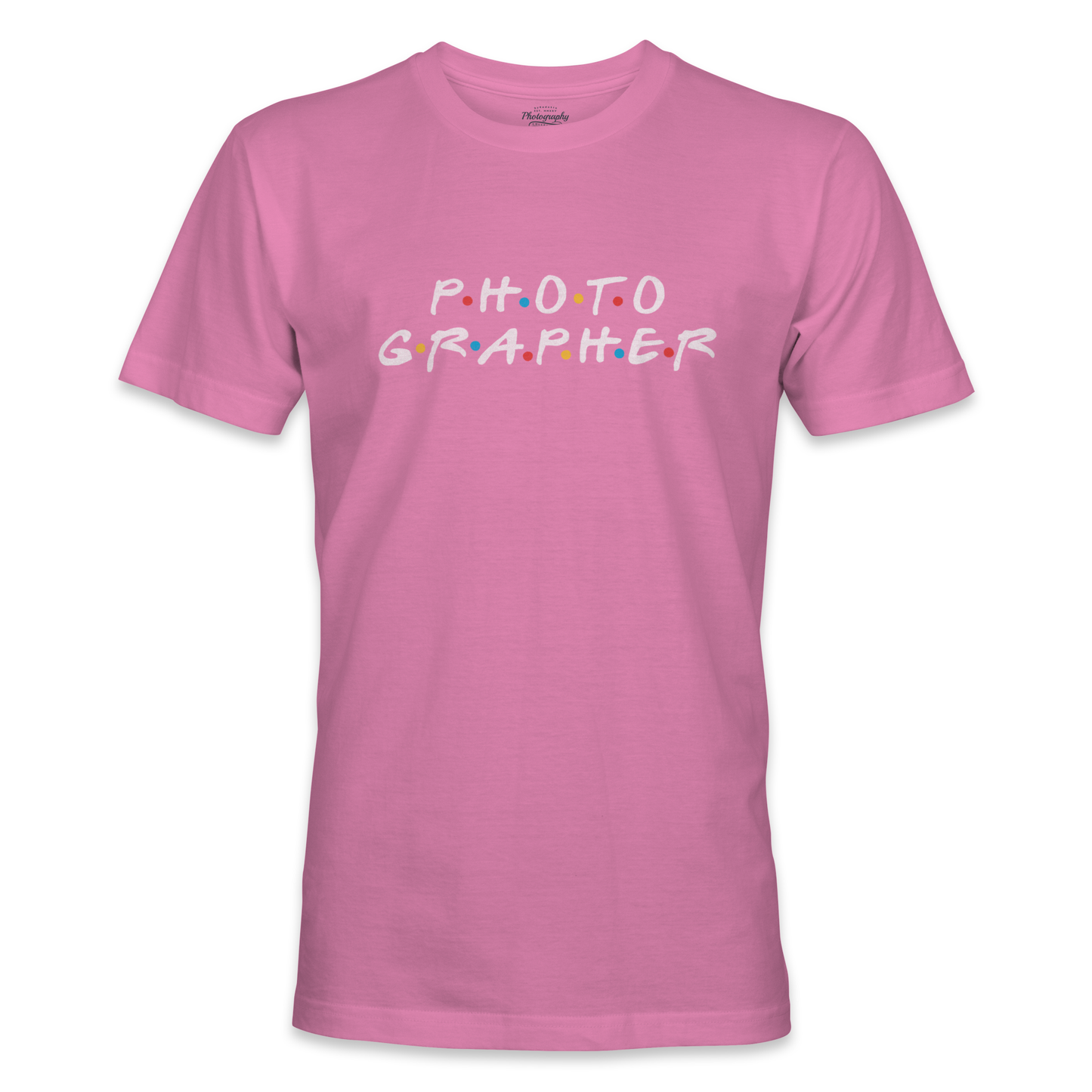 Azalea t-shirt with 'PHOTOGRAPHER' text on a white background