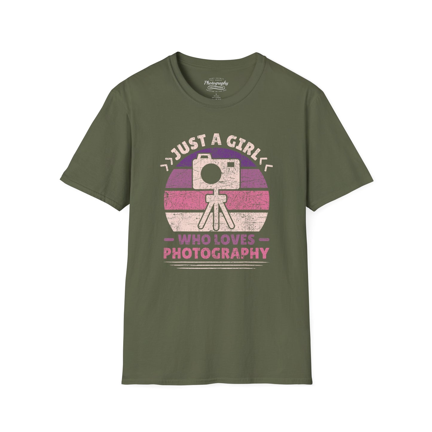 0097. Just A Girl Who Loves Photography Retro Sunset Unisex T-Shirt