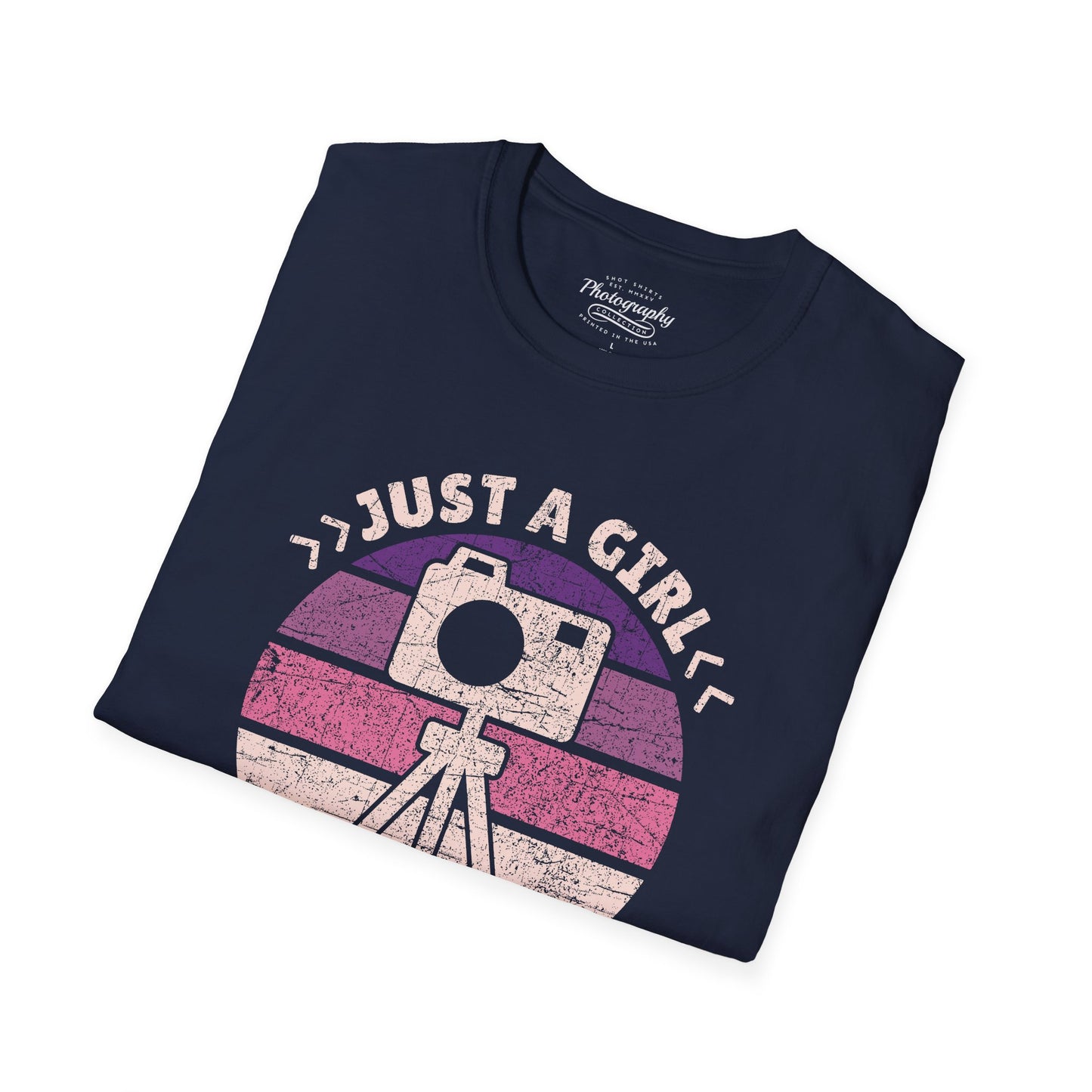 0097. Just A Girl Who Loves Photography Retro Sunset Unisex T-Shirt