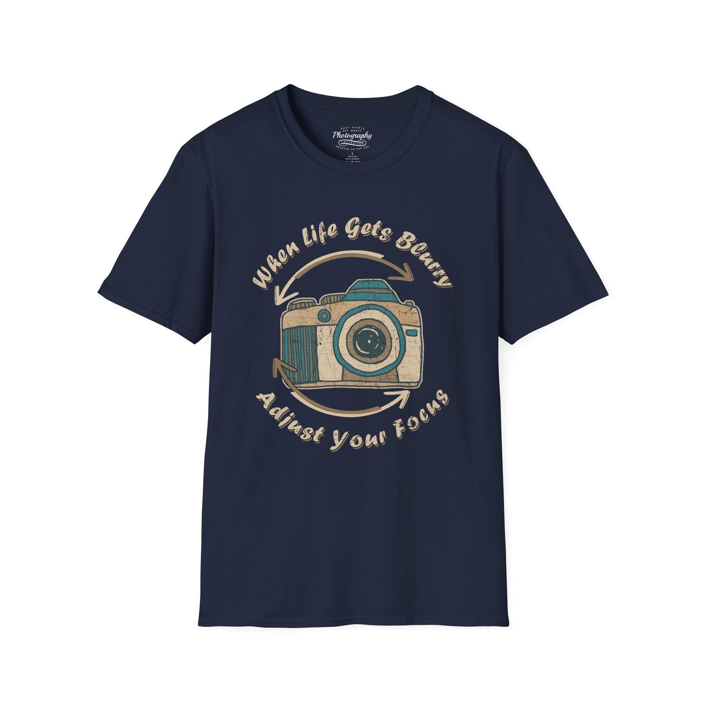 0063. When Life Gets Blurry Adjust Your Focus Retro Photo Camera Unisex T-Shirt