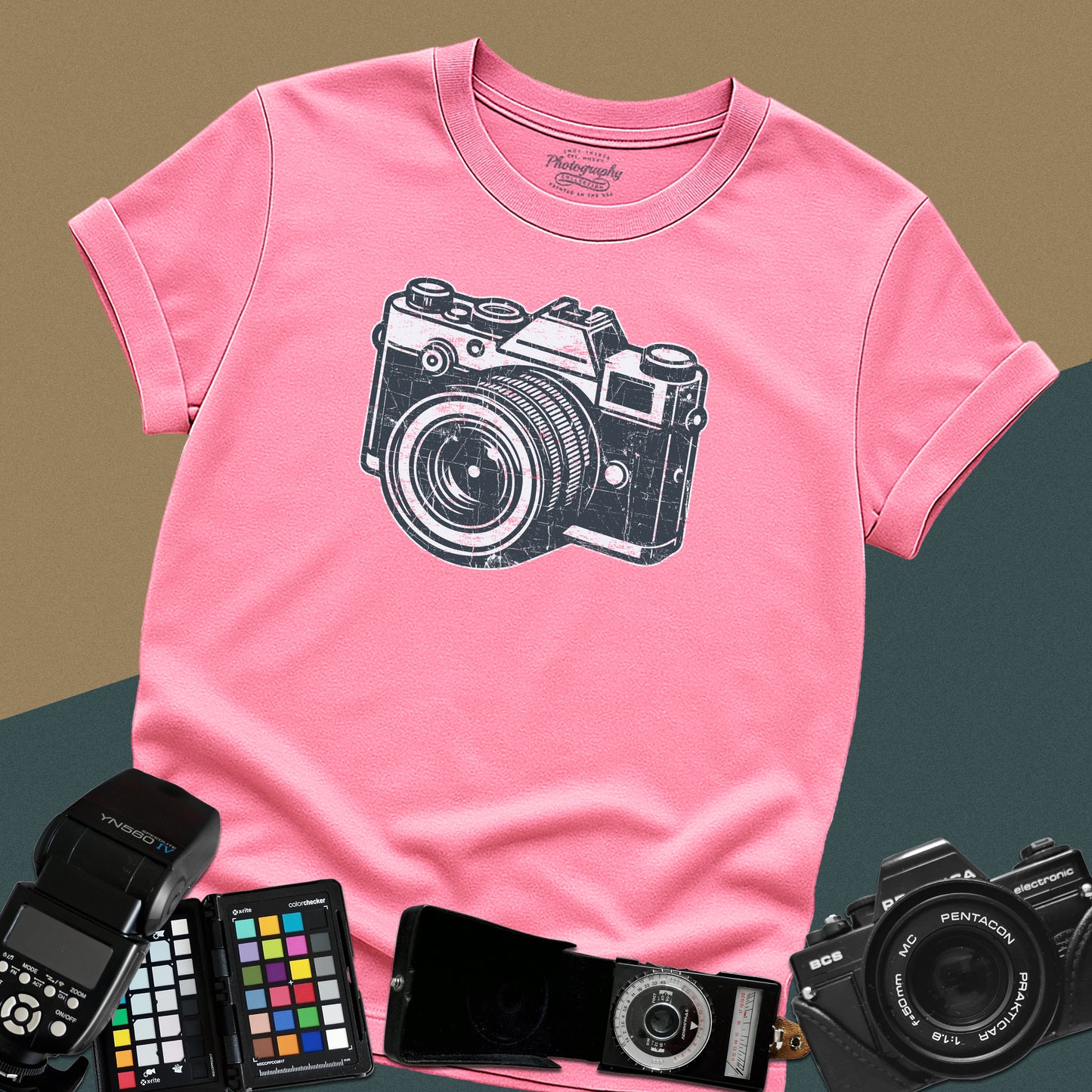 0048. Grunge Retro Photo Camera Unisex T-Shirt