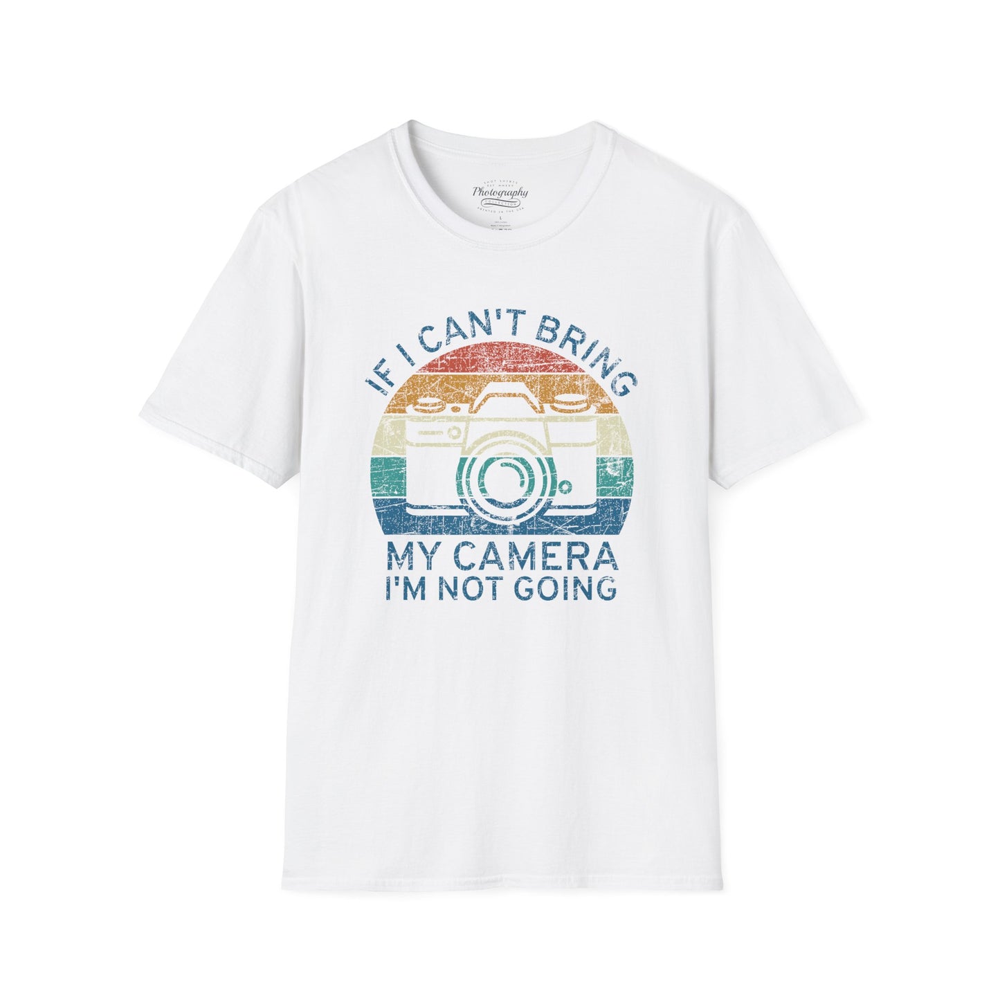 0099. If I Can't Bring My Camera I'm Not Going Retro Sunset Photo Camera Unisex T-Shirt