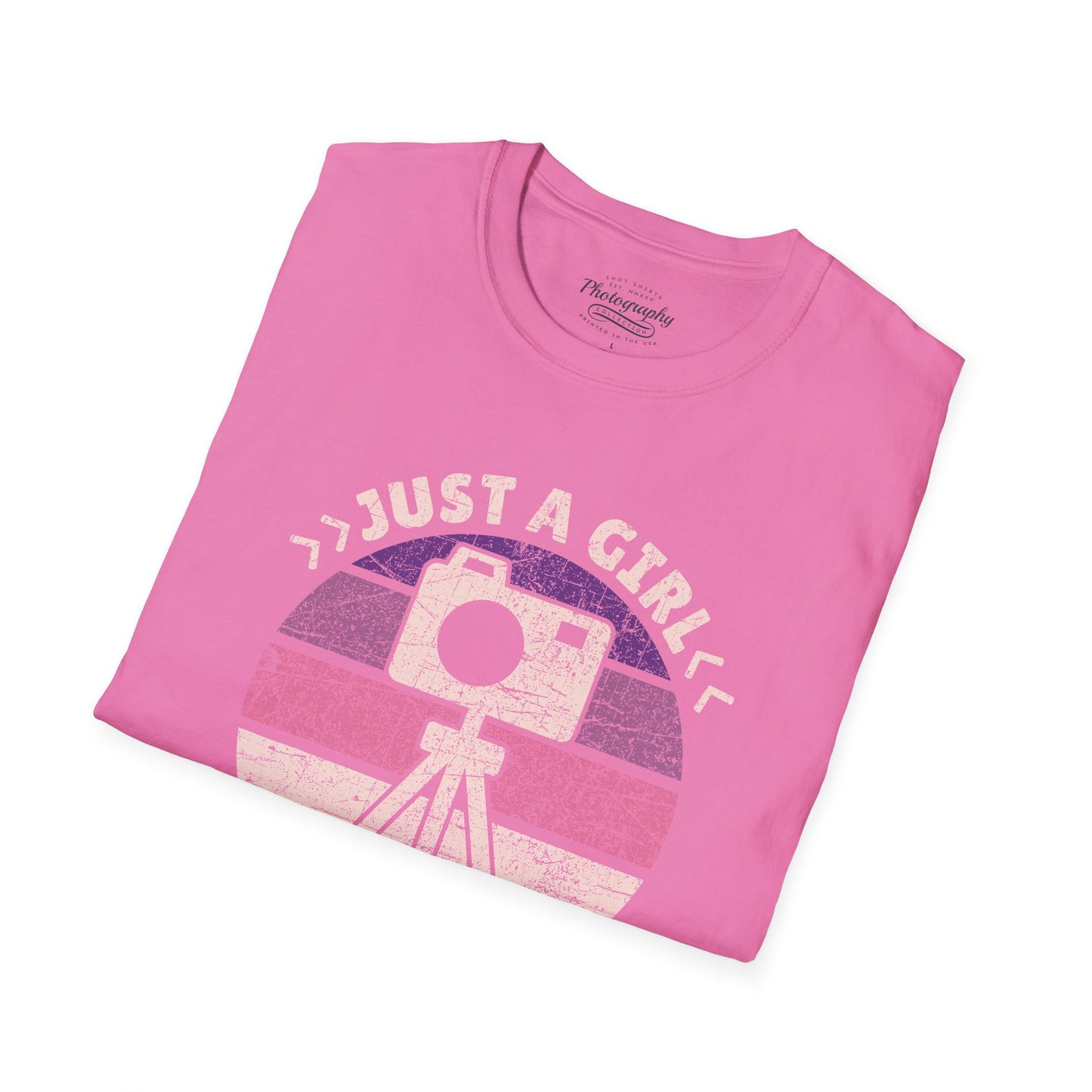 0097. Just A Girl Who Loves Photography Retro Sunset Unisex T-Shirt