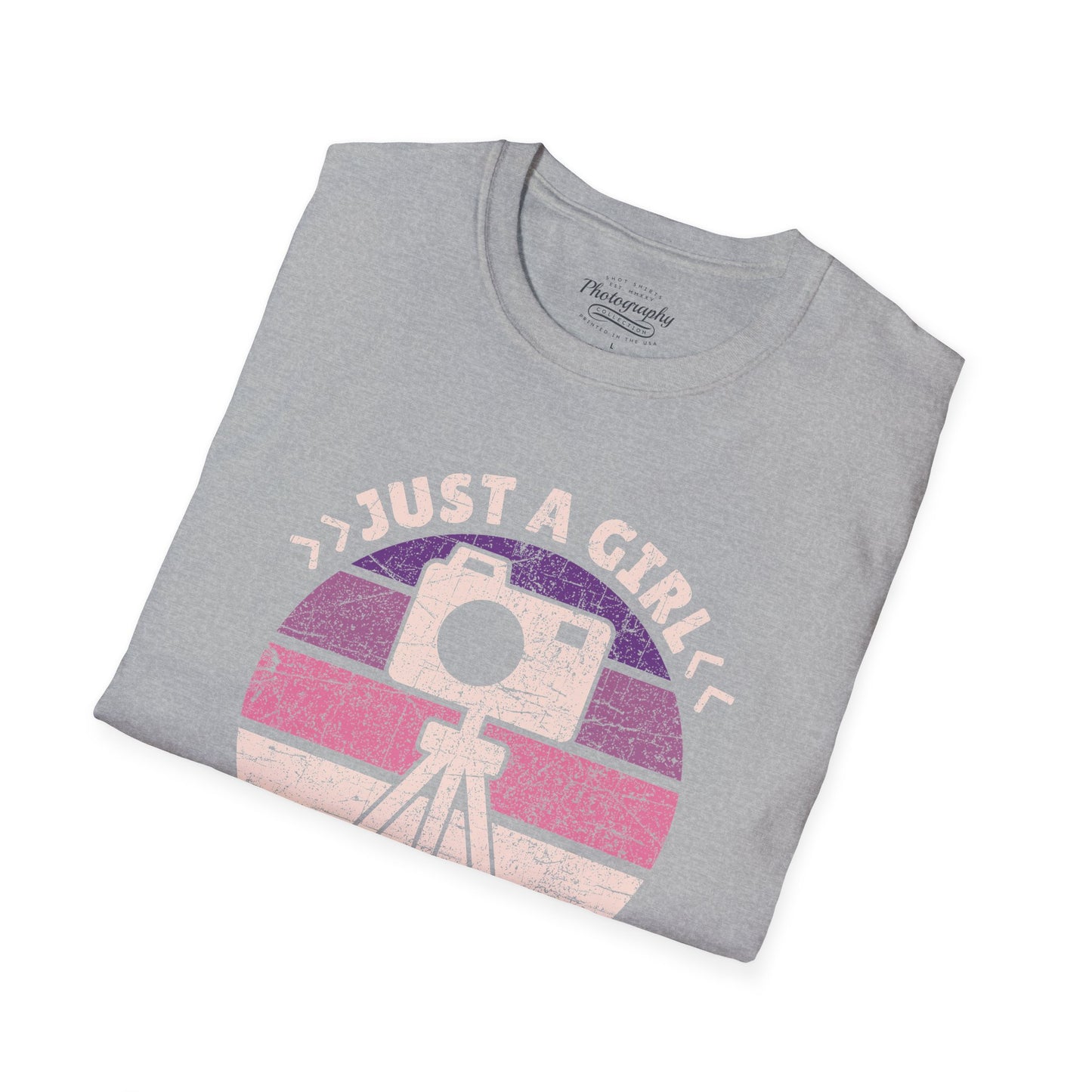 0097. Just A Girl Who Loves Photography Retro Sunset Unisex T-Shirt