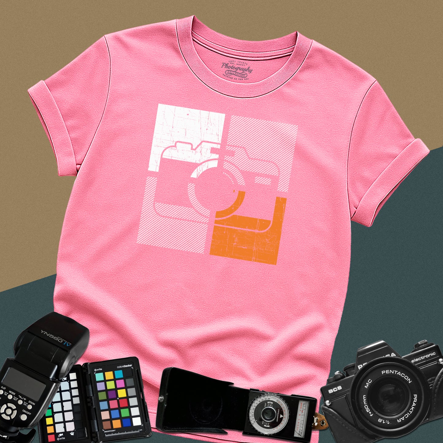 0057. Colorful Stylized Old Photo Camera Unisex T-Shirt