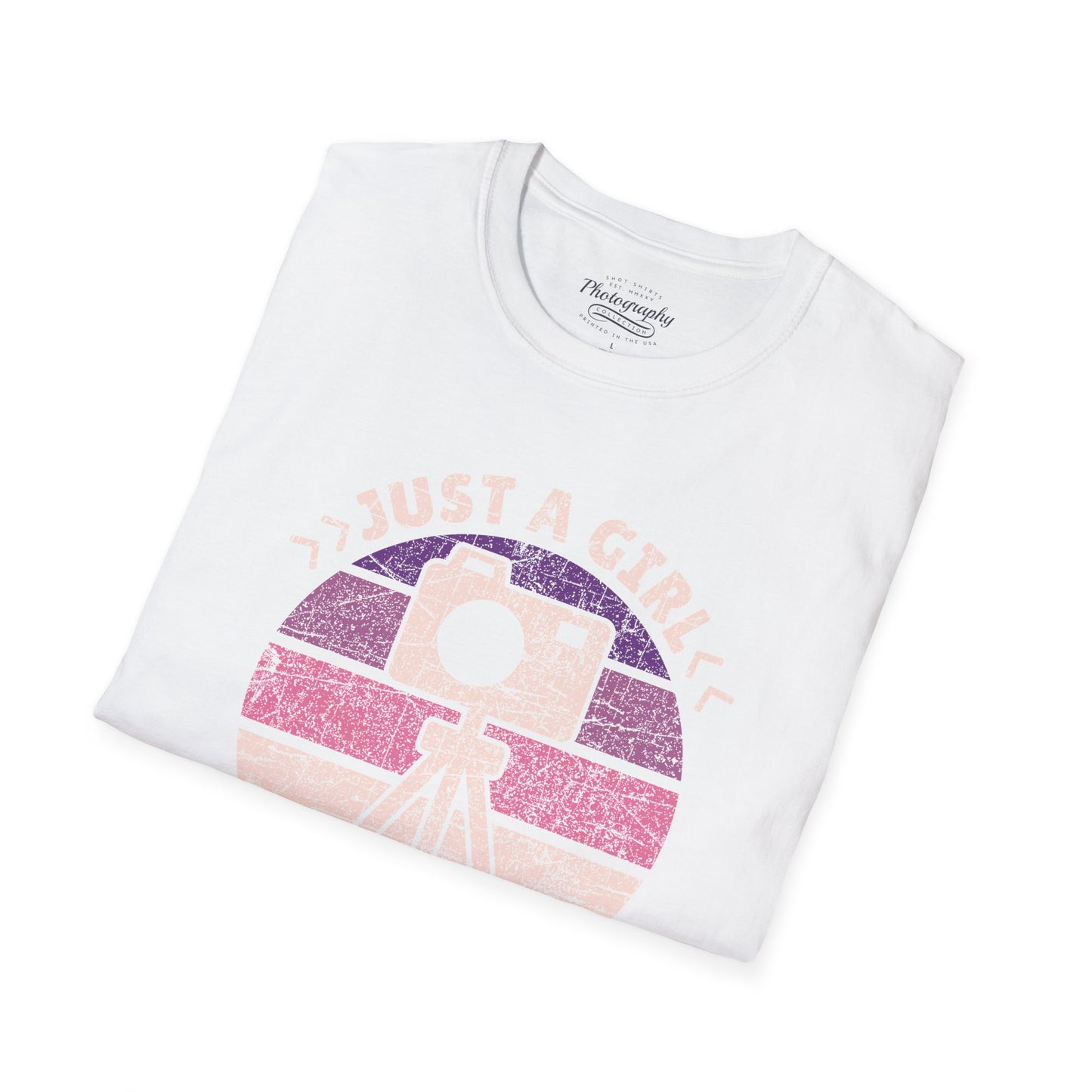 0097. Just A Girl Who Loves Photography Retro Sunset Unisex T-Shirt
