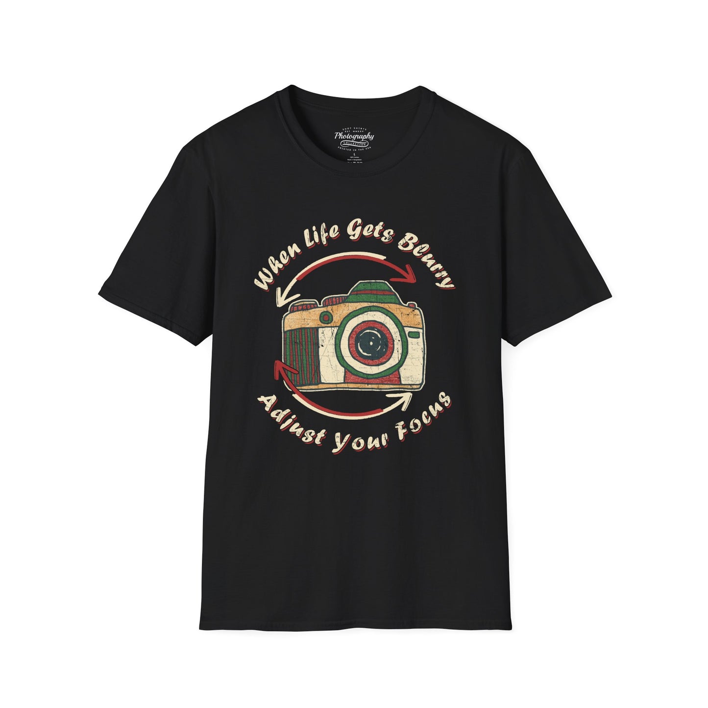 0062. When Life Gets Blurry Adjust Your Focus Retro Photo Camera Unisex T-Shirt