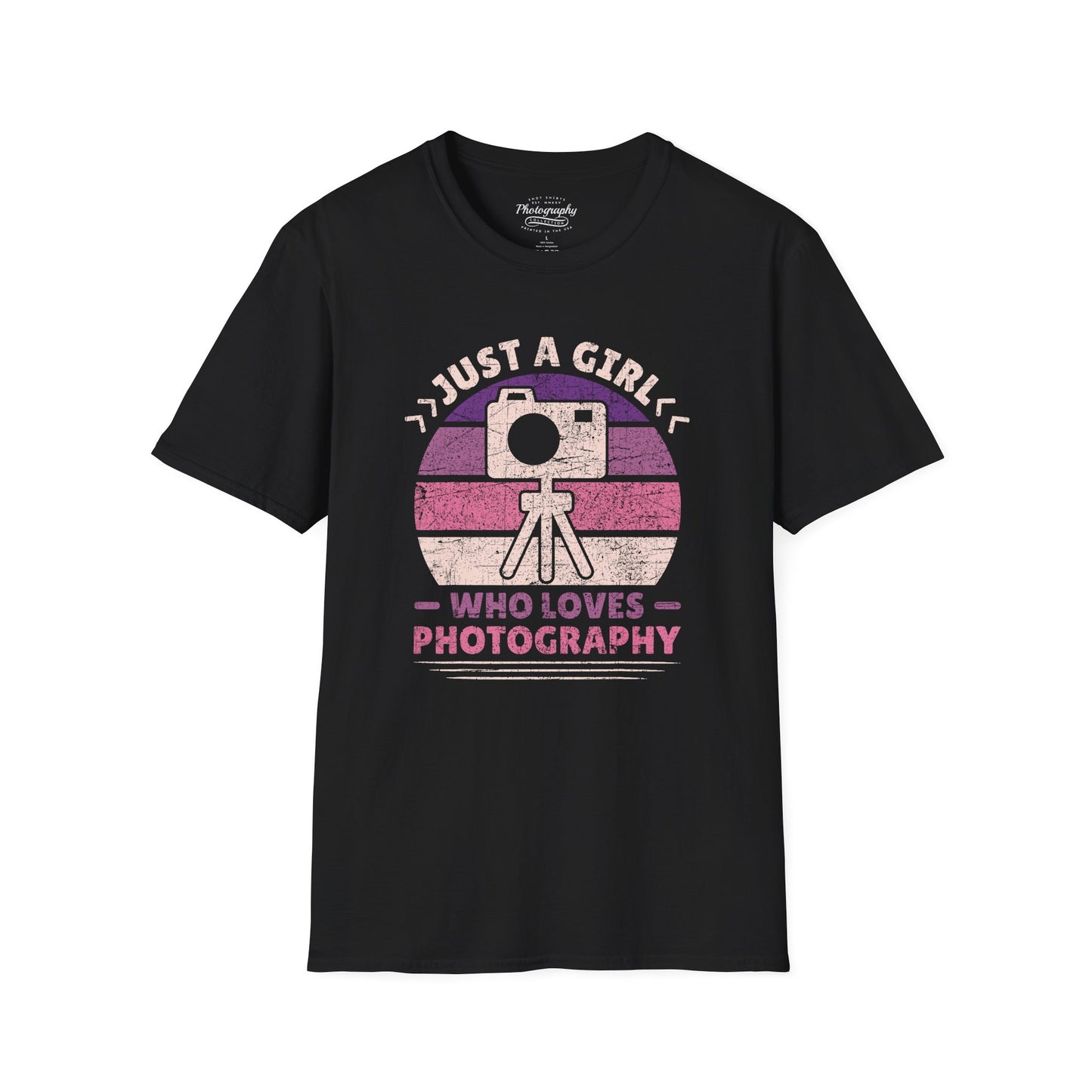 0097. Just A Girl Who Loves Photography Retro Sunset Unisex T-Shirt