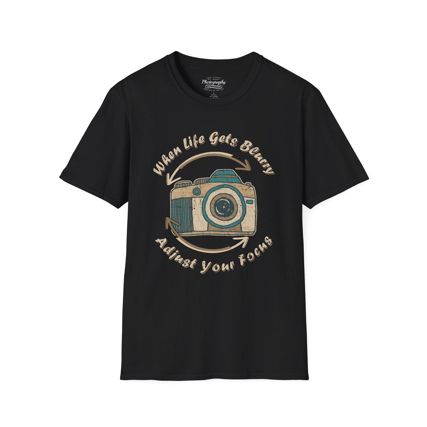 0063. When Life Gets Blurry Adjust Your Focus Retro Photo Camera Unisex T-Shirt