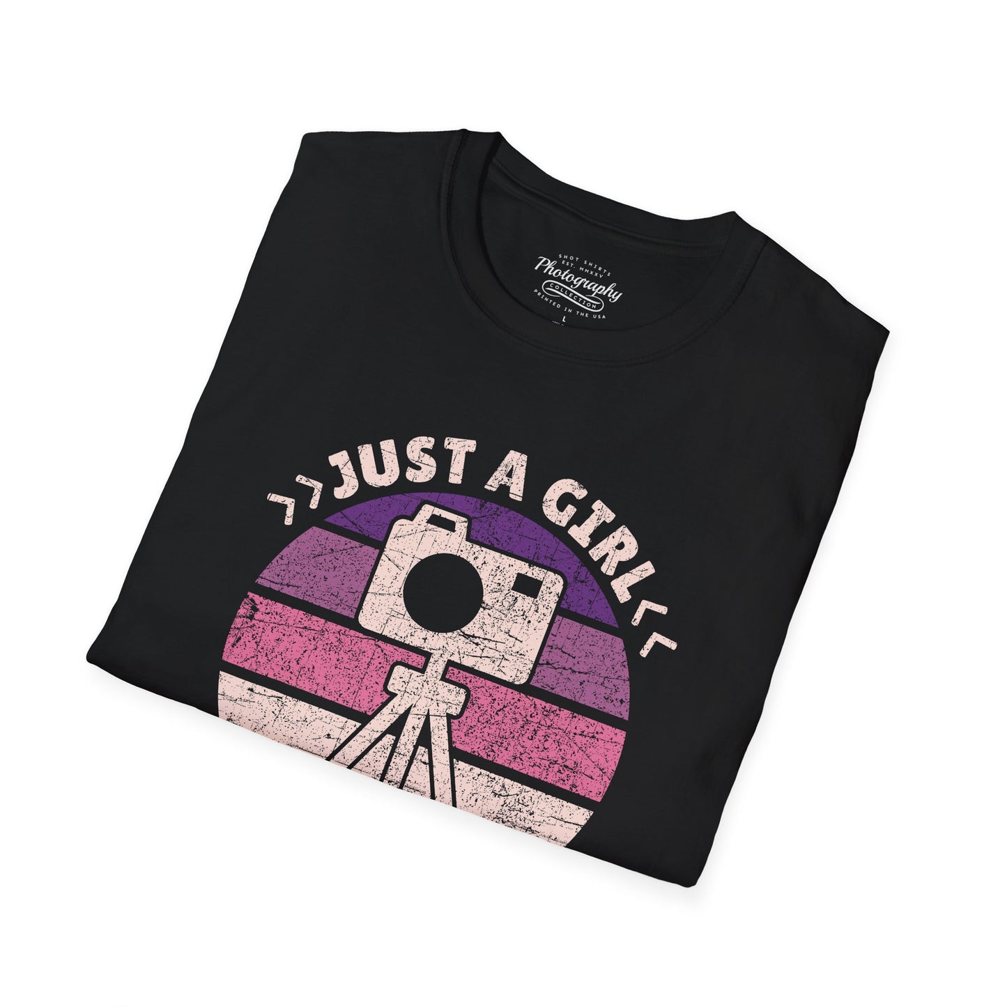 0097. Just A Girl Who Loves Photography Retro Sunset Unisex T-Shirt