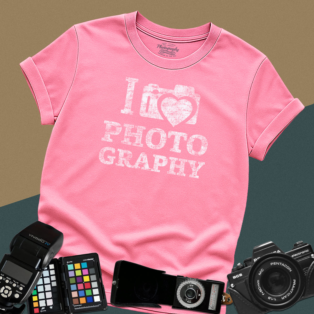 I Love Photography Vintage Camera Heart Retro T-Shirt