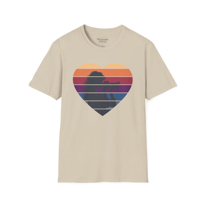 0044. Girl Photographer Silhouette Retro Sunset Heart Unisex T-Shirt