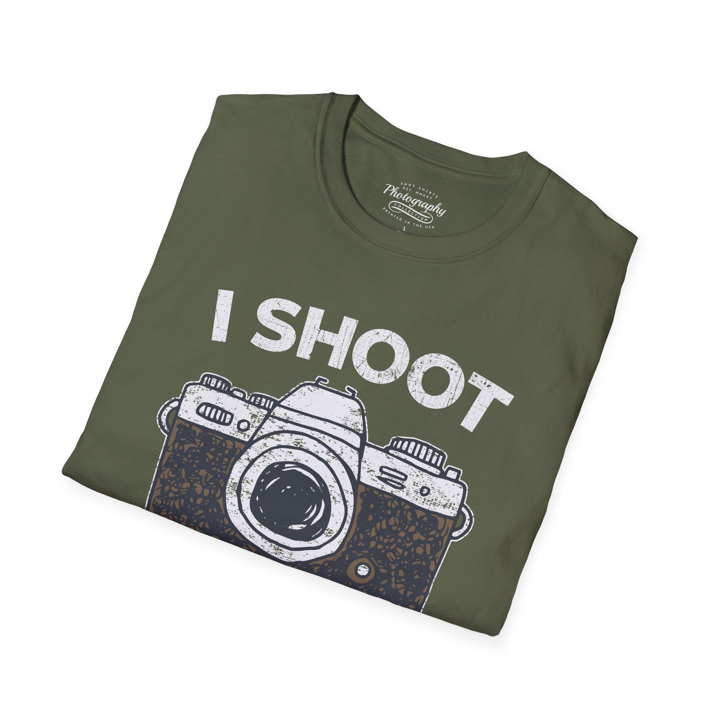 0047. I Shoot People Hand Drawn Retro Photo Camera Unisex T-Shirt