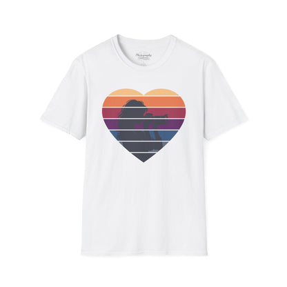 0044. Girl Photographer Silhouette Retro Sunset Heart Unisex T-Shirt