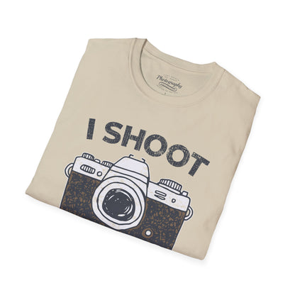 0047. I Shoot People Hand Drawn Retro Photo Camera Unisex T-Shirt