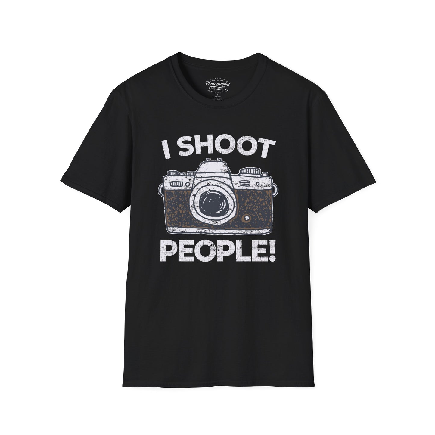 0047. I Shoot People Hand Drawn Retro Photo Camera Unisex T-Shirt