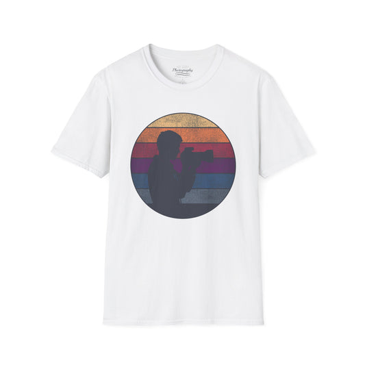 0035. Retro Sunset Silhouette Of A Photographer Unisex T-Shirt