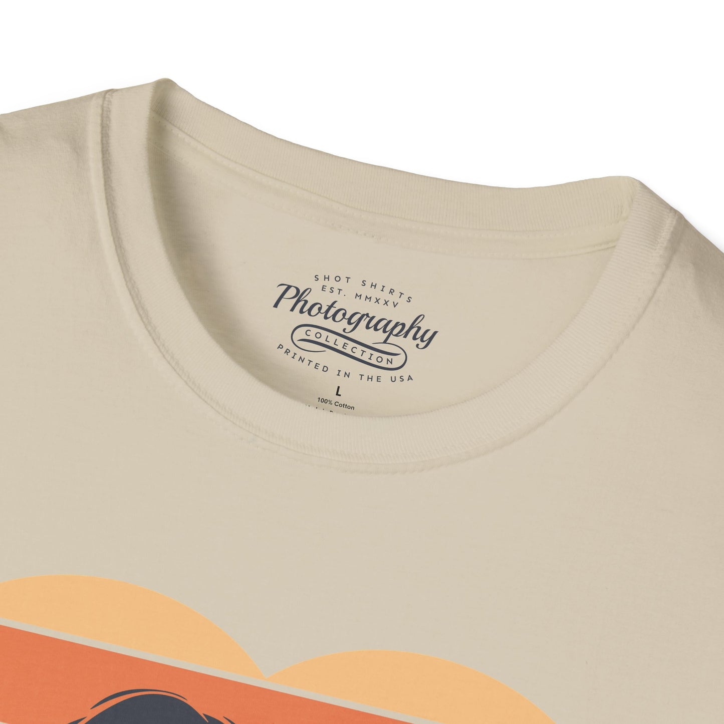 0044. Girl Photographer Silhouette Retro Sunset Heart Unisex T-Shirt