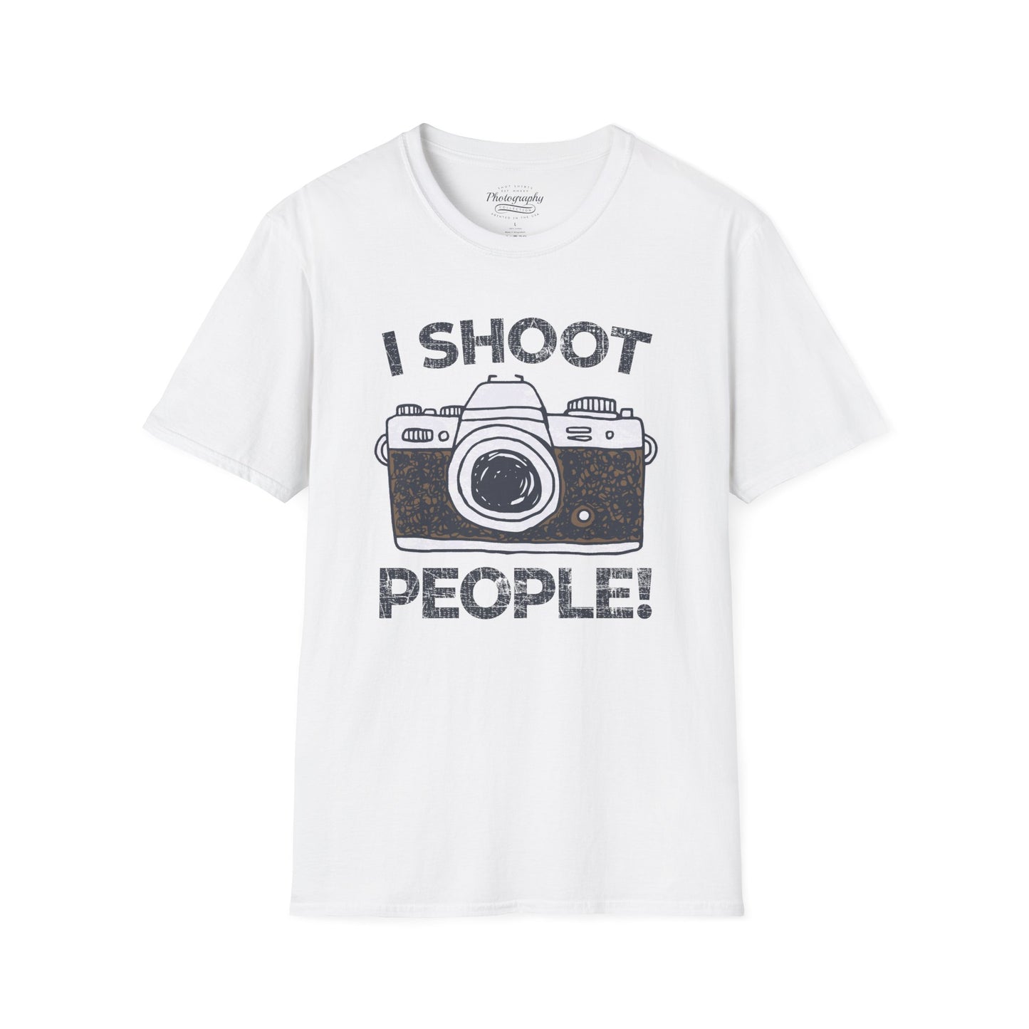 0047. I Shoot People Hand Drawn Retro Photo Camera Unisex T-Shirt
