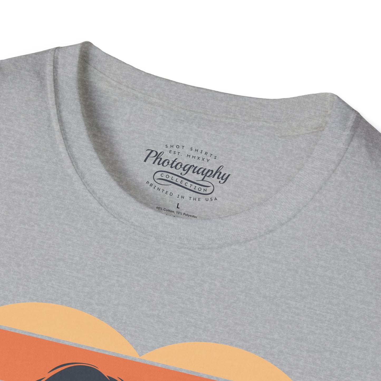 0044. Girl Photographer Silhouette Retro Sunset Heart Unisex T-Shirt