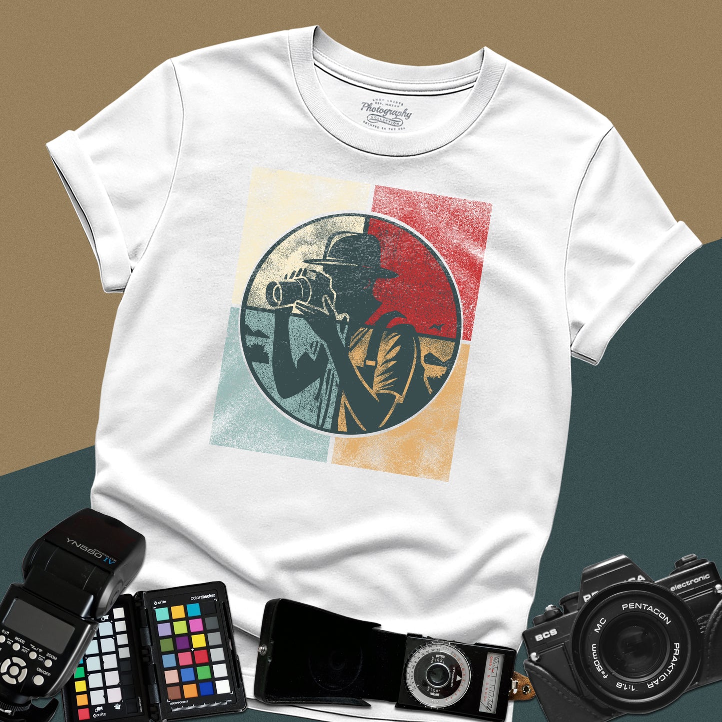 0024. Colored Silhouette Of A Photographer Unisex T-Shirt