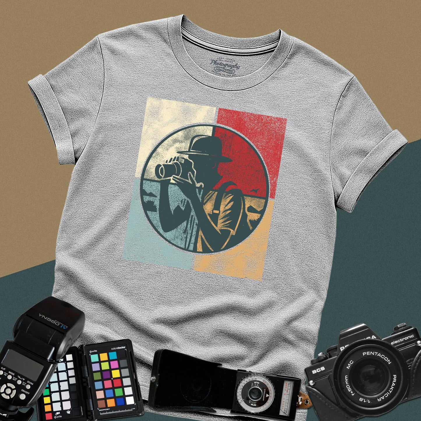0024. Colored Silhouette Of A Photographer Unisex T-Shirt