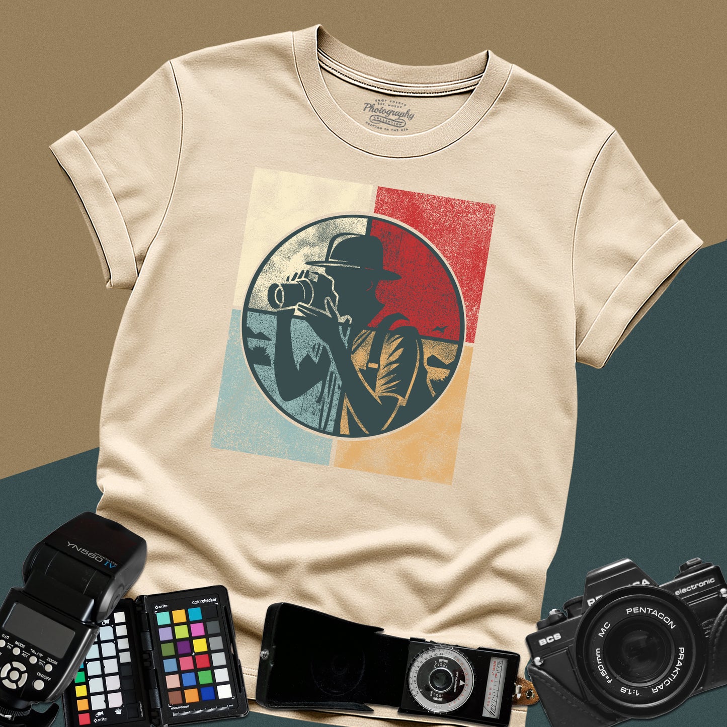 0024. Colored Silhouette Of A Photographer Unisex T-Shirt