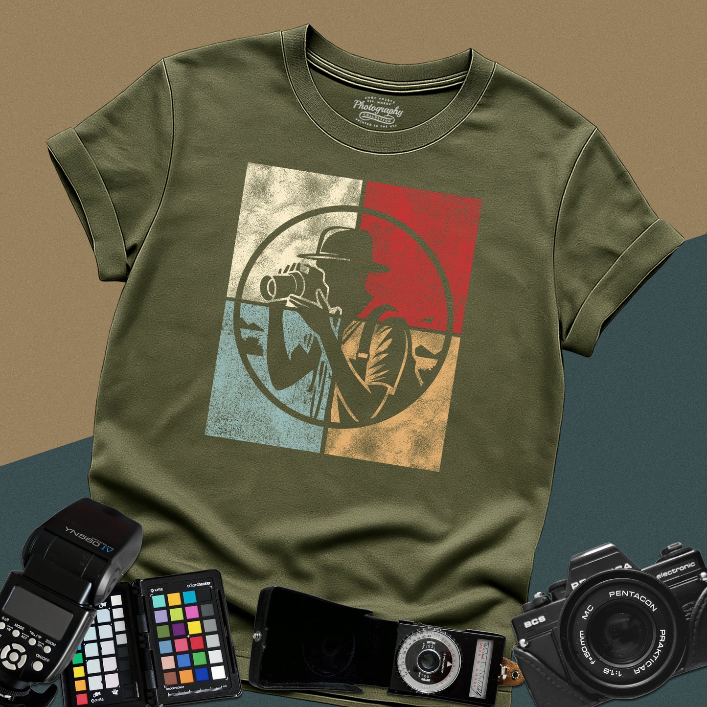 0024. Colored Silhouette Of A Photographer Unisex T-Shirt