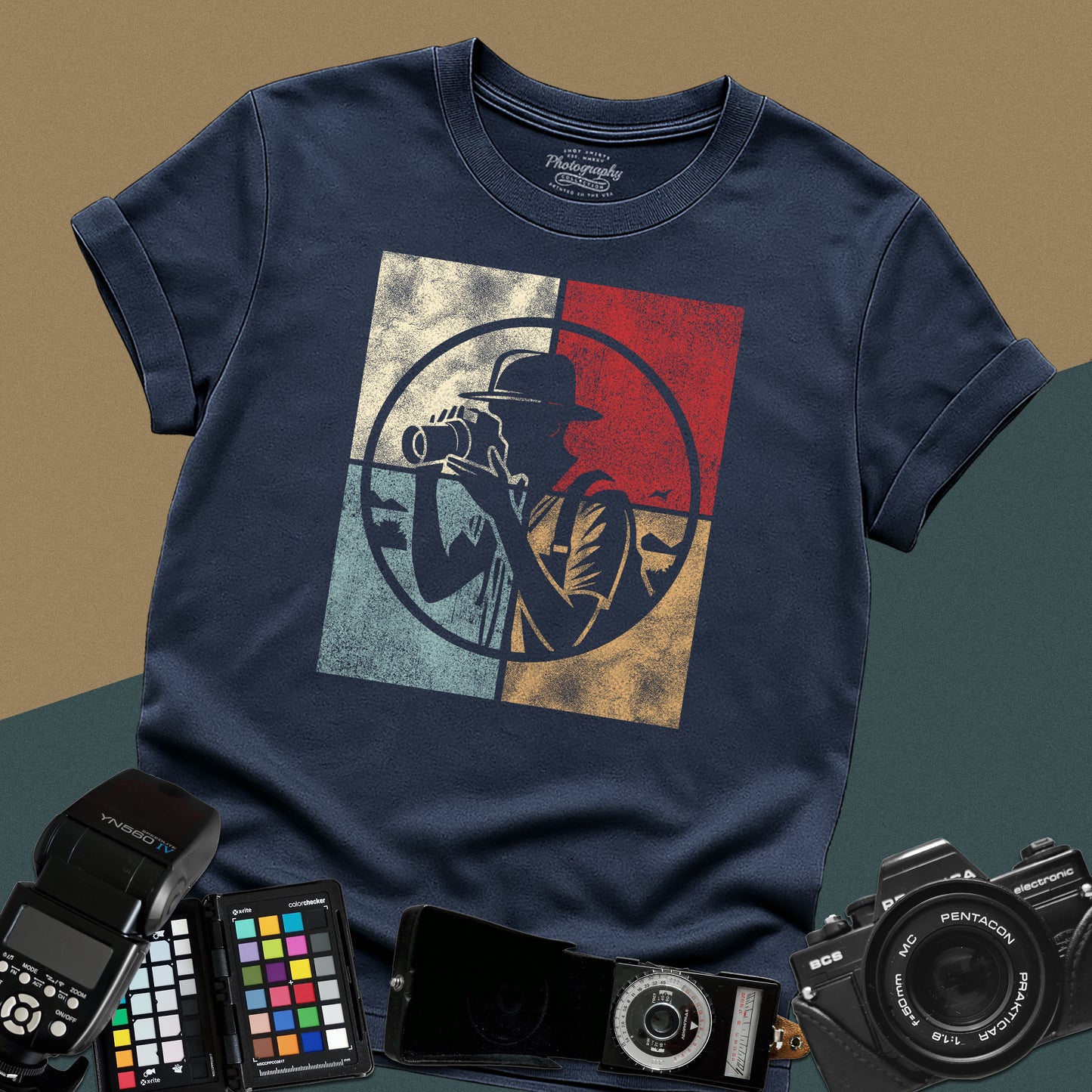 0024. Colored Silhouette Of A Photographer Unisex T-Shirt