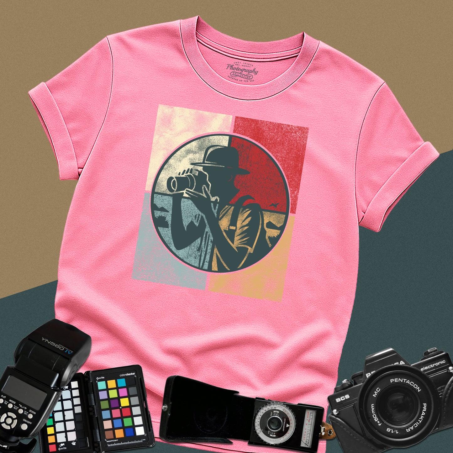 0024. Colored Silhouette Of A Photographer Unisex T-Shirt