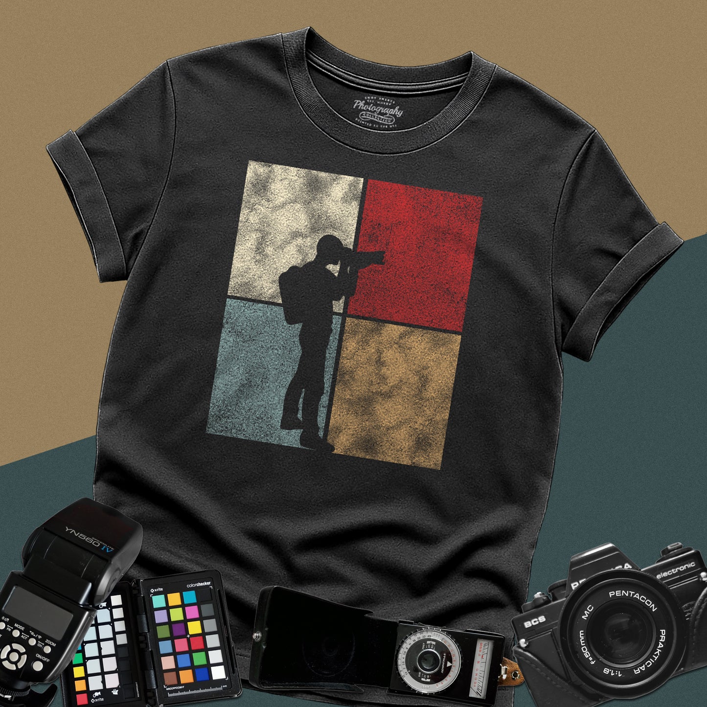 0025. Colored Silhouette Of A Photographer Unisex T-Shirt