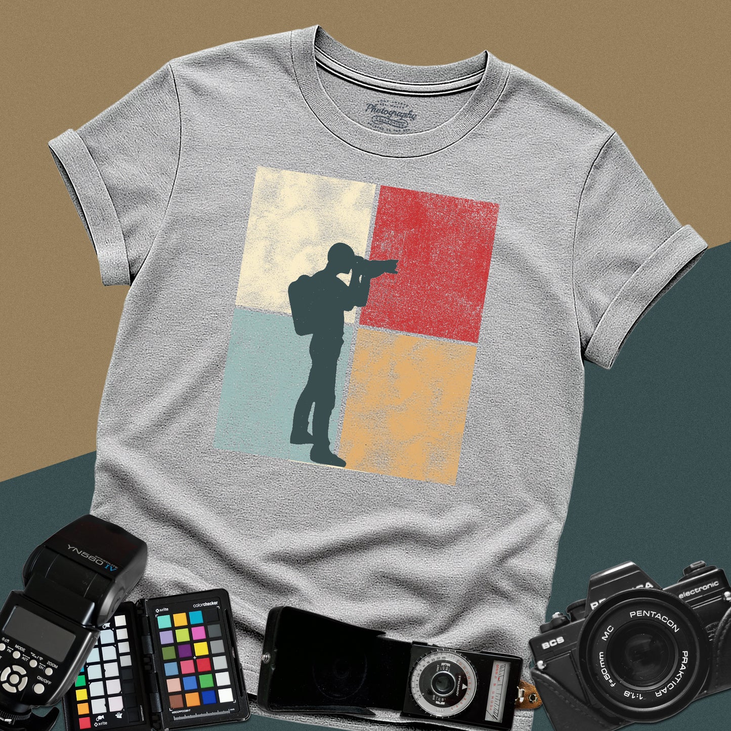 0025. Colored Silhouette Of A Photographer Unisex T-Shirt