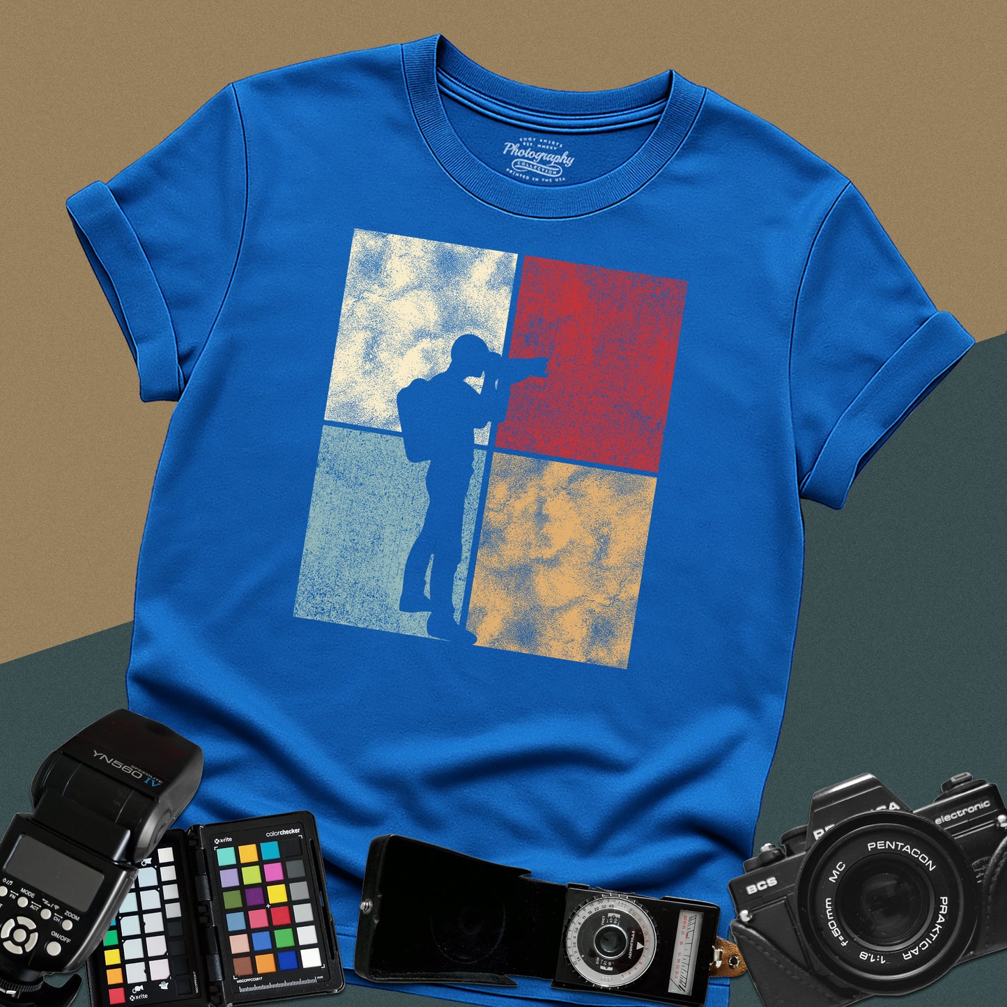 0025. Colored Silhouette Of A Photographer Unisex T-Shirt